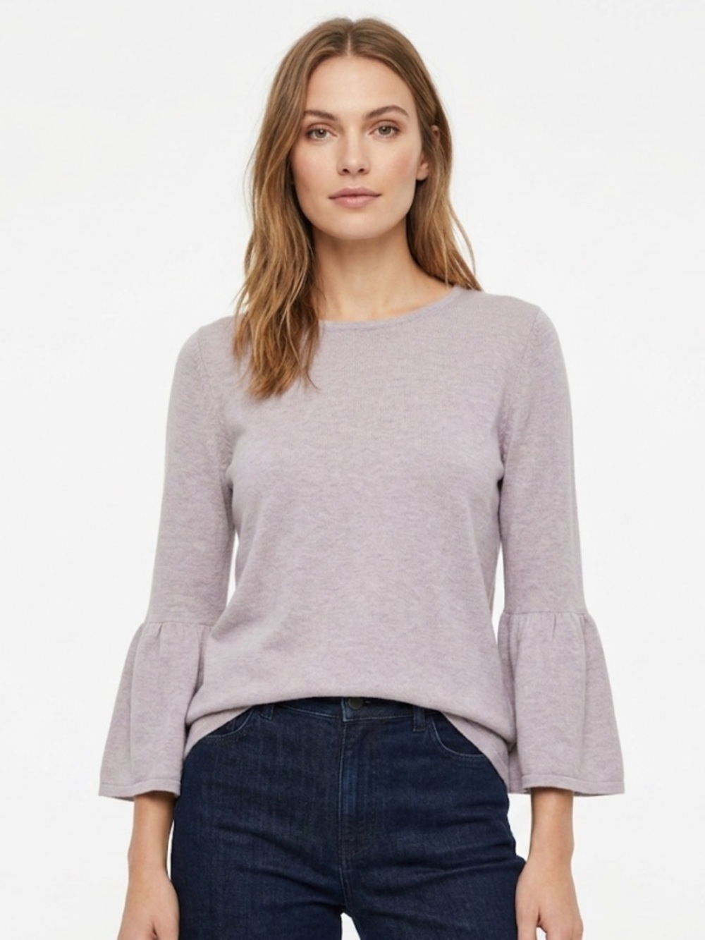Reitmans Light Purple Bell Sleeve Top with Full Back Zip | Casual Size XS
